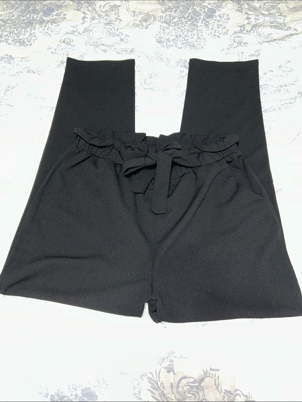 Soho Apparel Black Paperbag Waist Leggings with Tie